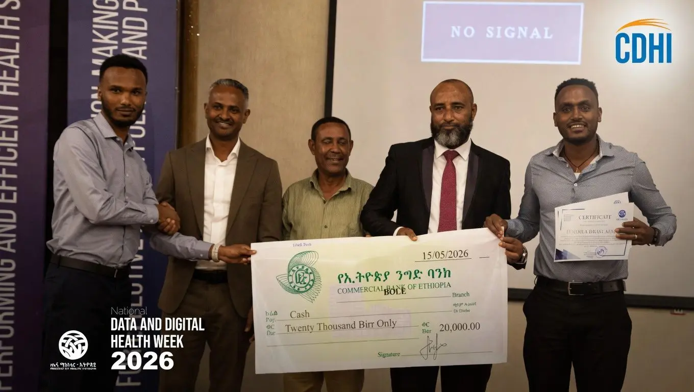 Receiving the award on stage, Ministry of Health & CDHI